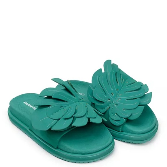 Farm Rio Monstera Leaf Slide Sandals in Green - Picture 4 of 11